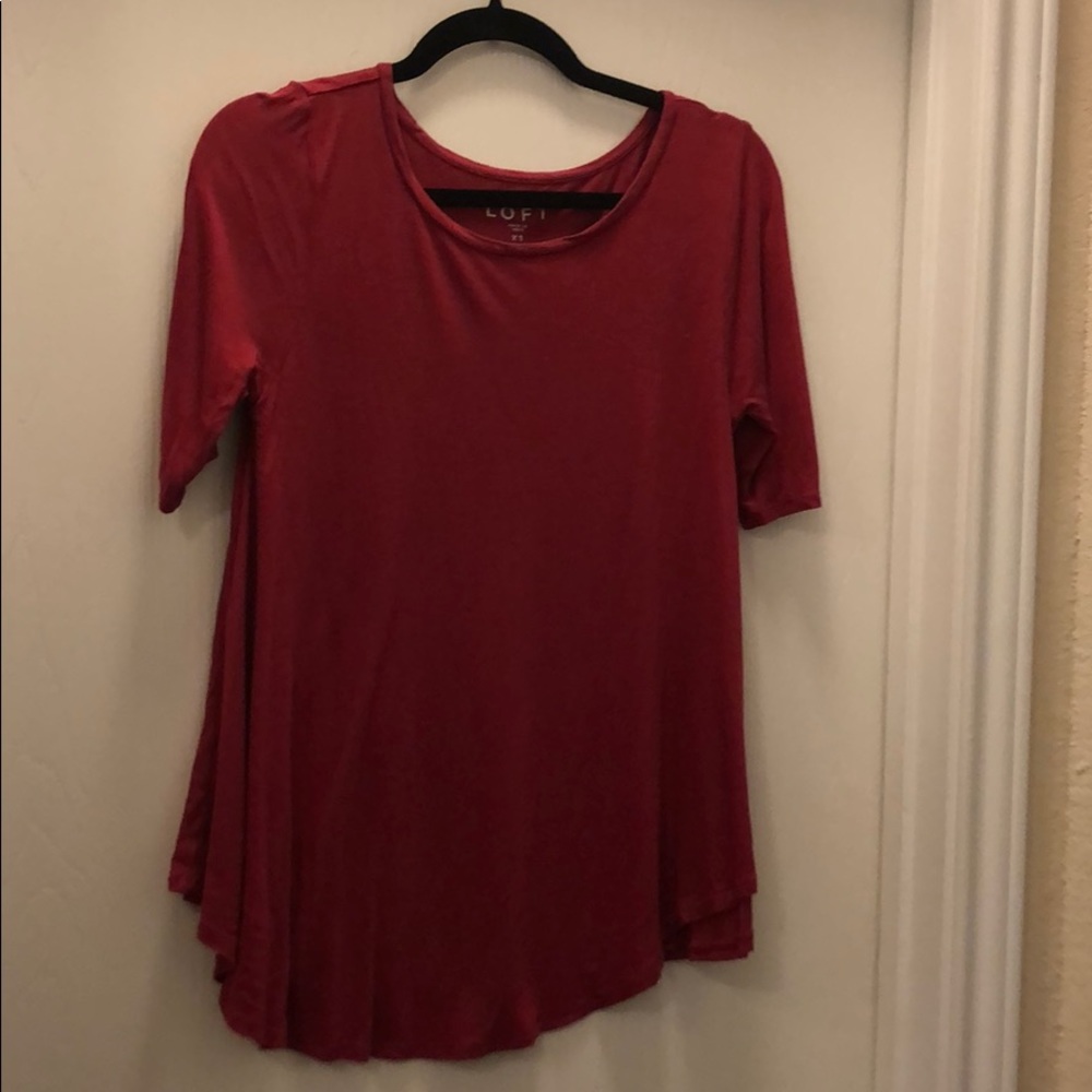 Wine short sleeve flowy dress